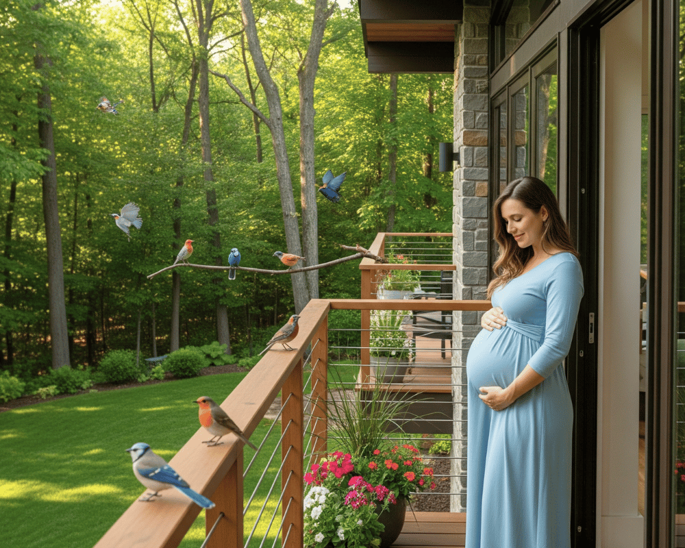 Gestante na varanda para ilustrar