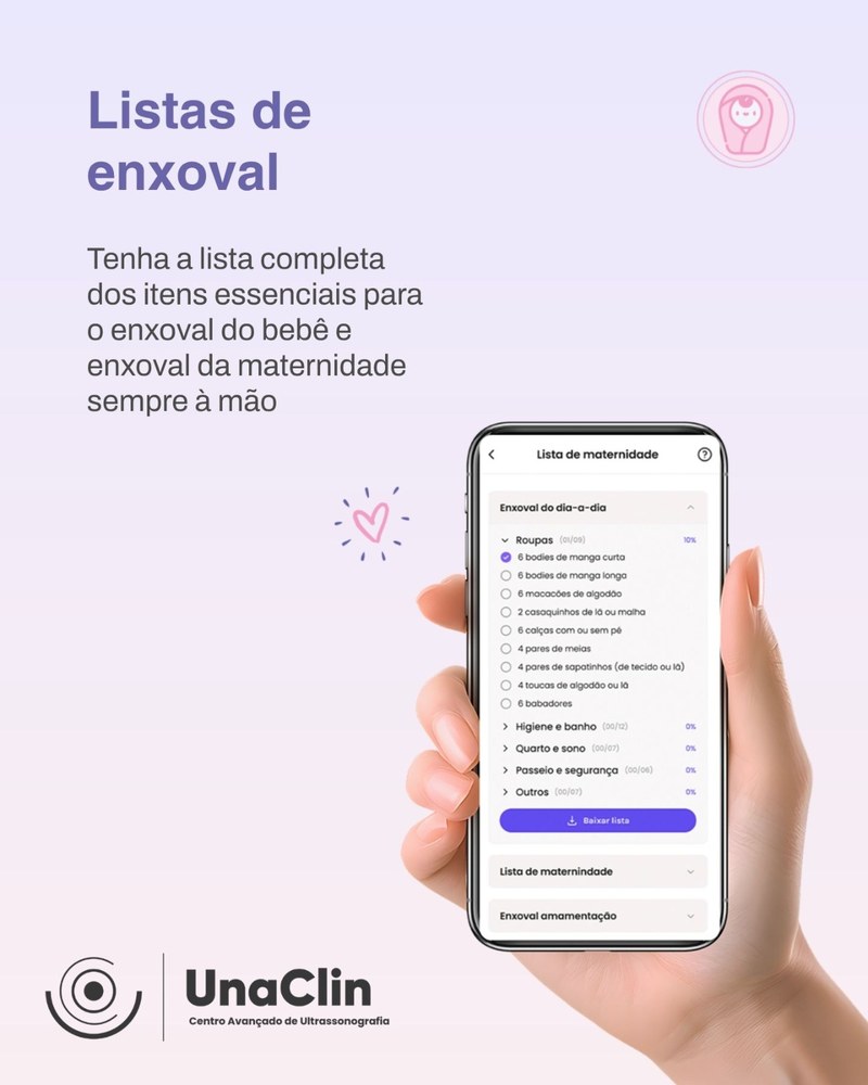 Listas de enxoval no app V-Baby